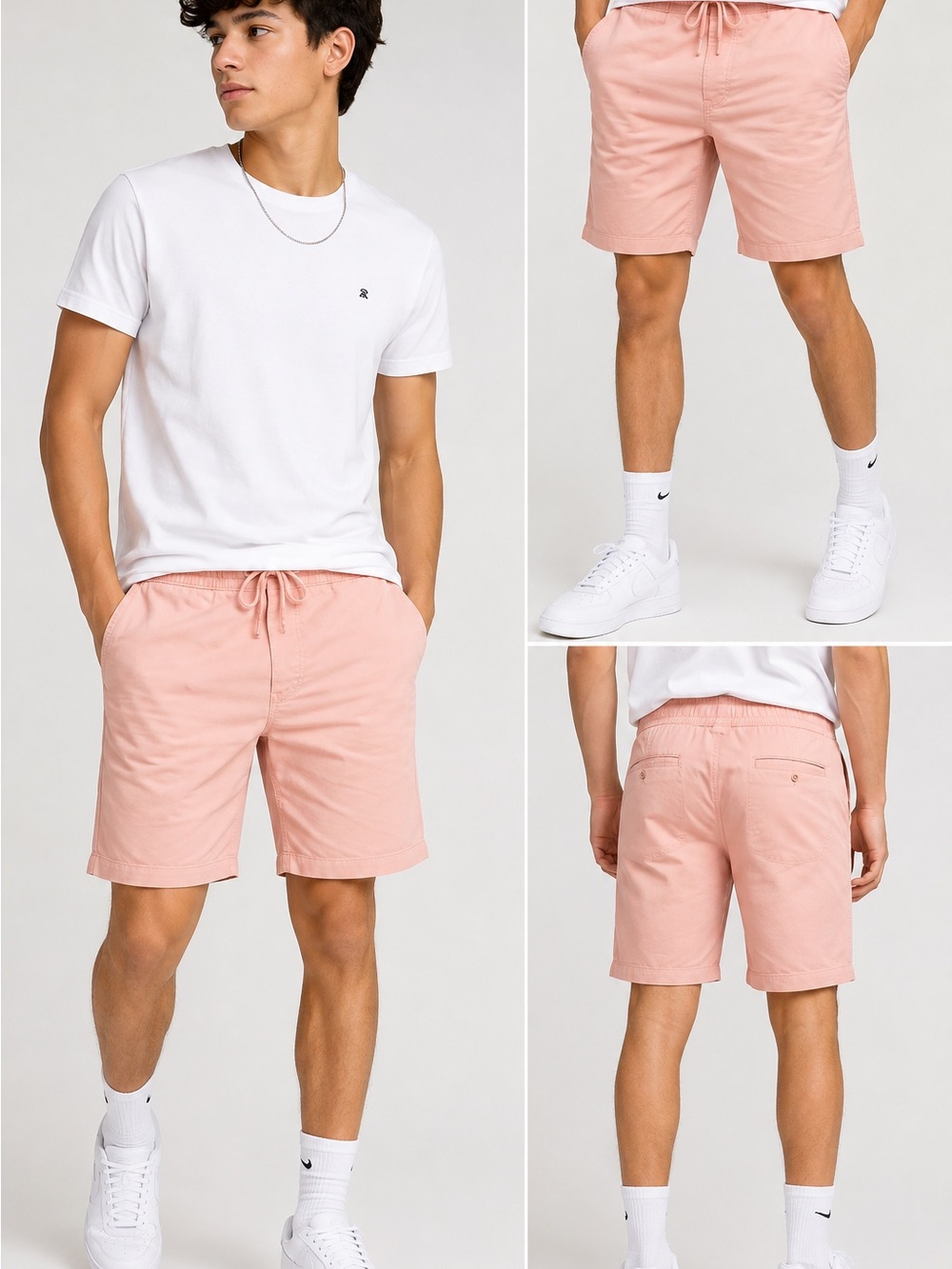 Aeropostale Men’s Teen Stretch Jogger Shorts Medium 9” Pink NWT